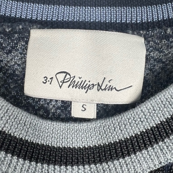 3.1 PHILLIP LIM Blue Camo Camouflage Intarsia Stripe Rib Knit Sweater Wool Small - Picture 3 of 6